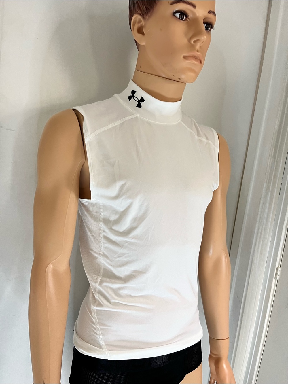 Under Armour White Sleeveless Compression Mock Neck Tank